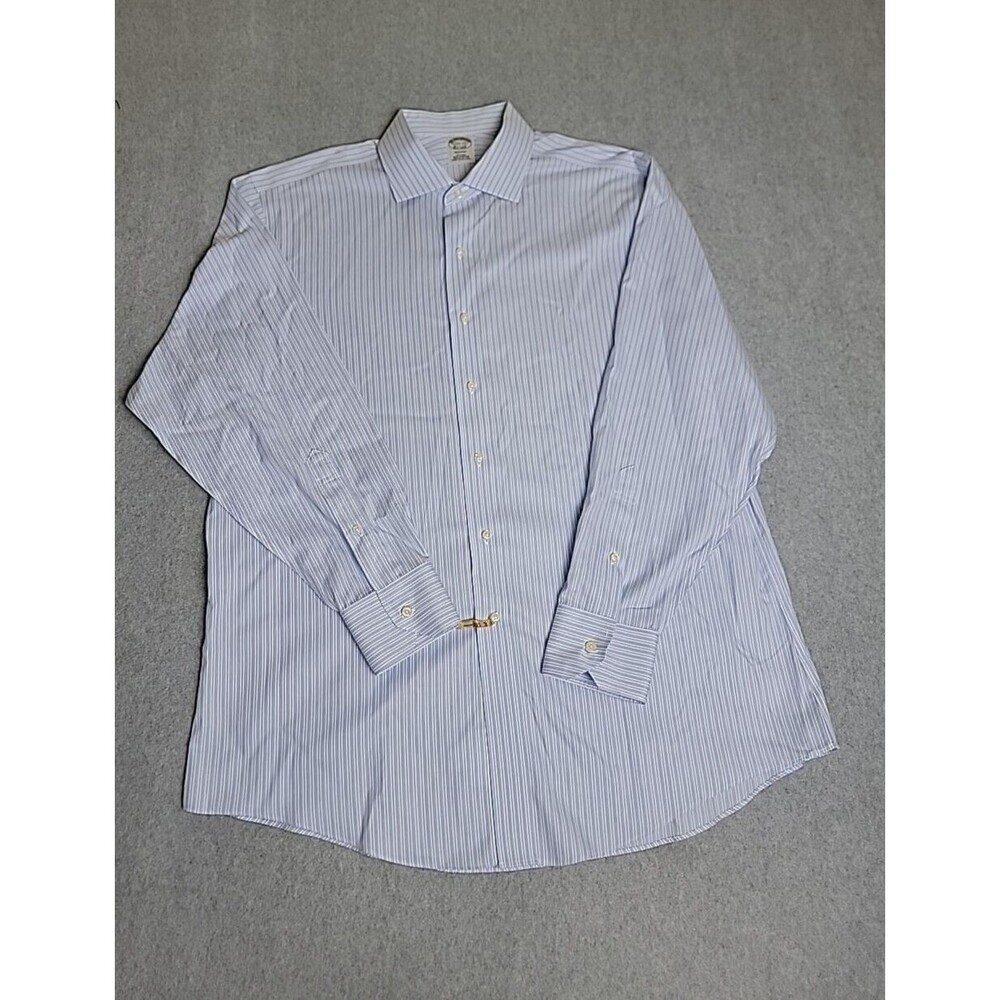 Brooks Brothers Regent Shirt Mens 35 17.5 Blue Stripe Supima Cotton Preppy‎